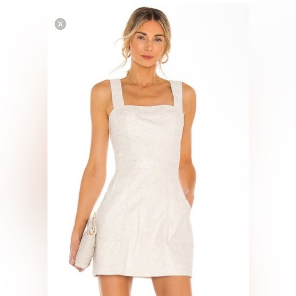 Amanda Uprichard Dresses & Skirts - NWT Amanda Uprichard Floral Ace Dress Pockets Vegan Leather Ivory White Size S